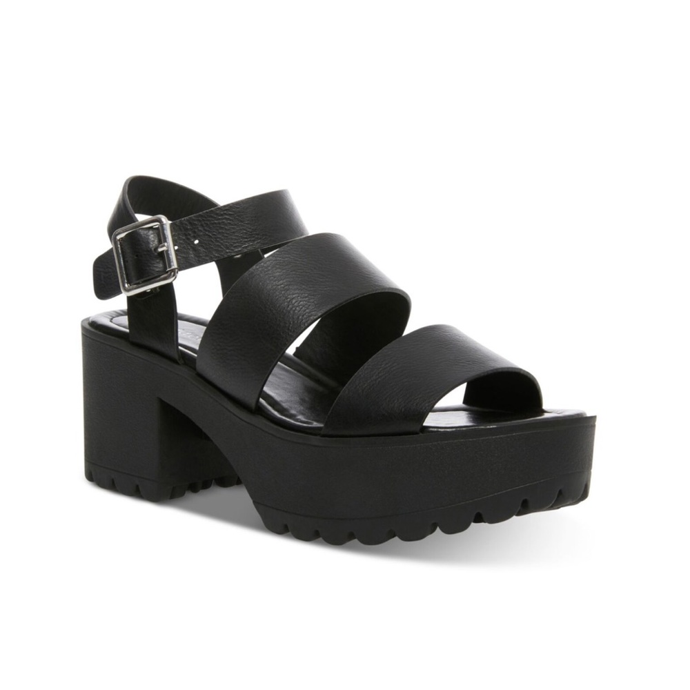 MADDEN GIRL Womens Black 1" Platform Carter Round Toe Slingback Sandal size 9